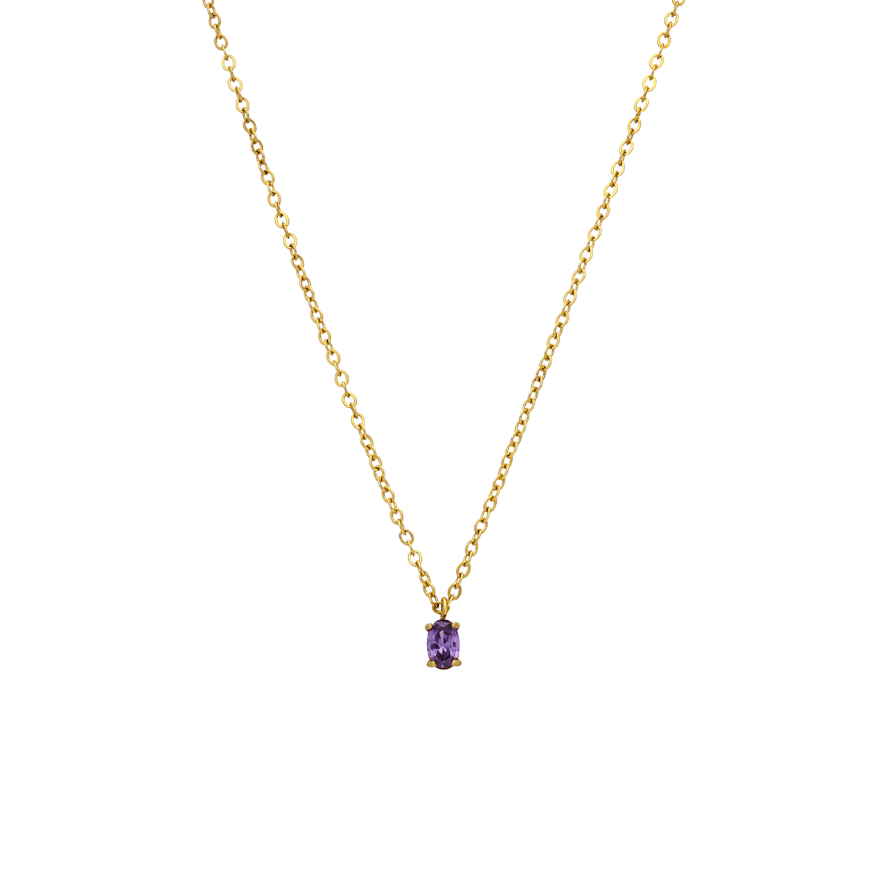 Stainless steel goldplated ketting vintage paars voor dames