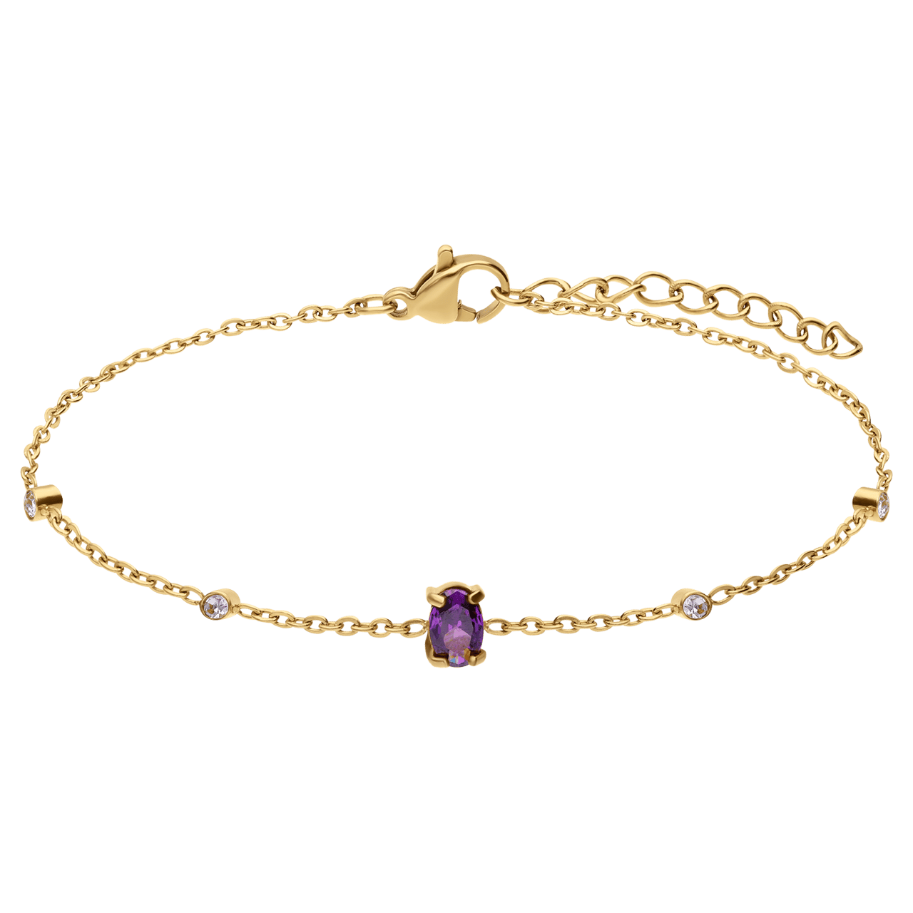 Stainless steel goldplated fantasiearmband met zirkonia voor dames