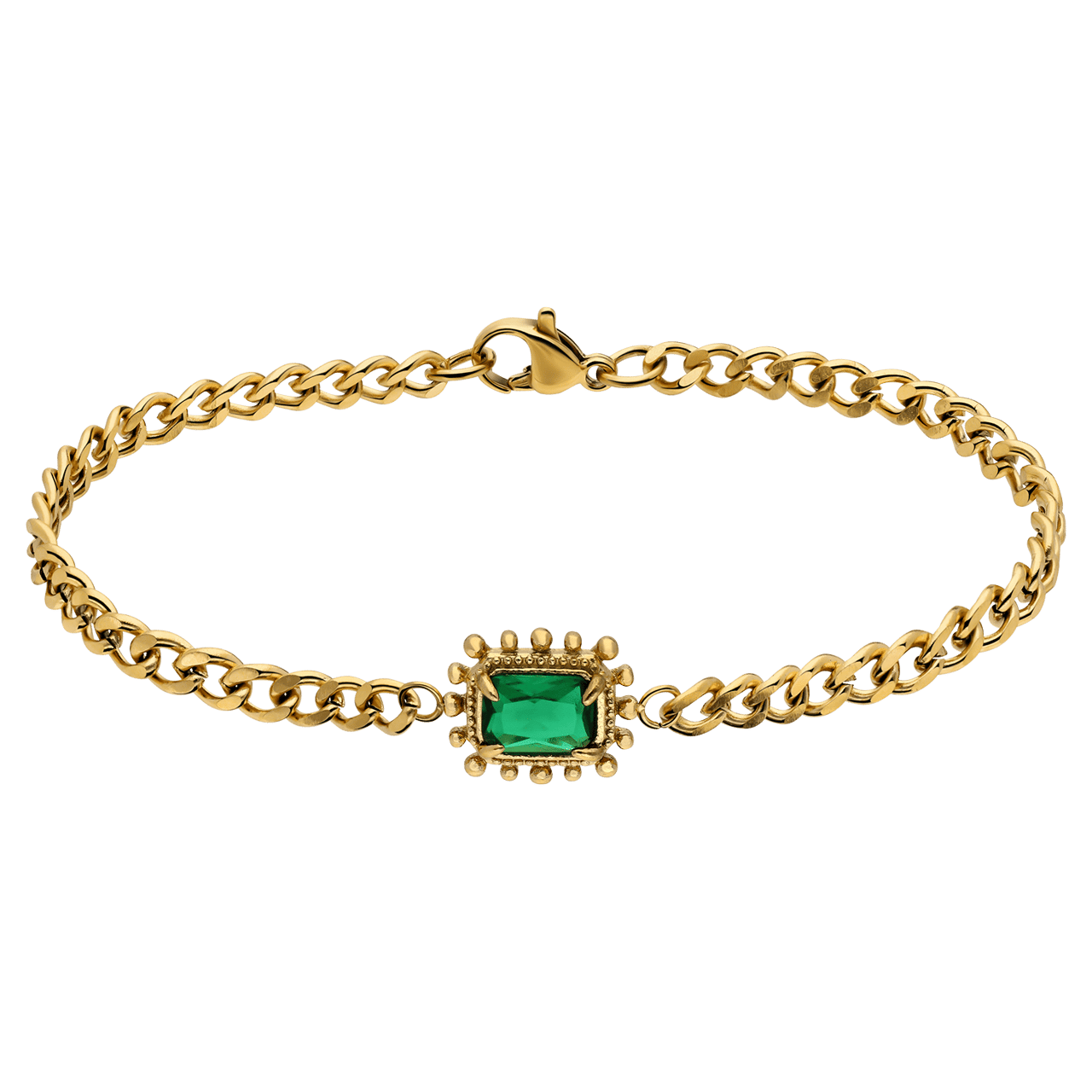 Stainless steel goldplated fantasiearmband met zirkonia voor dames