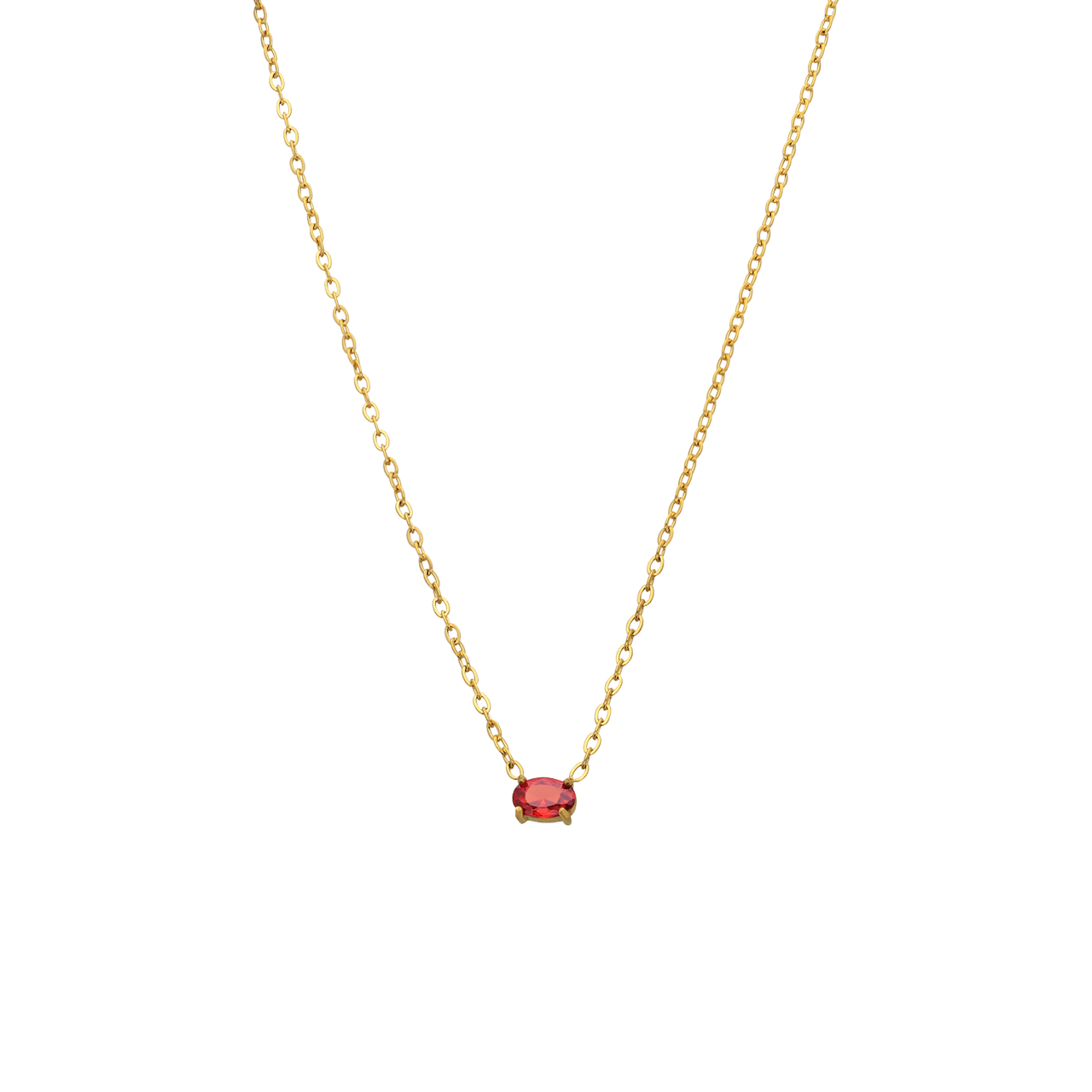 Stainless steel goldplated ketting vintage ruby