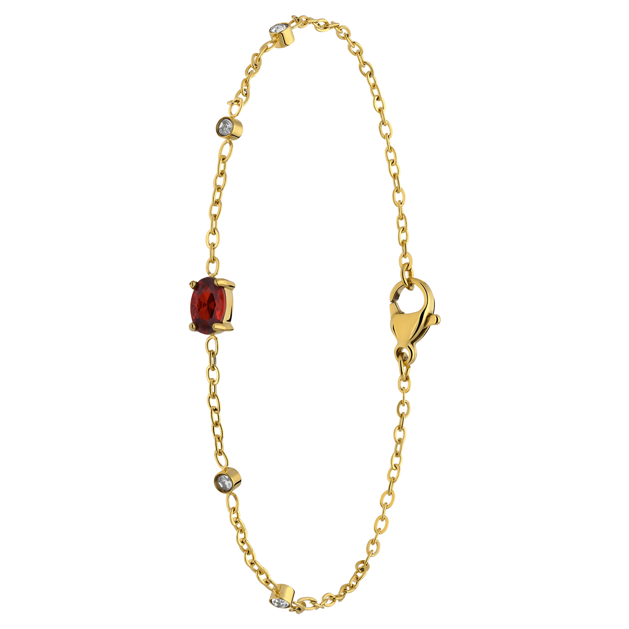 Stainless steel goldplated armband vintage ruby