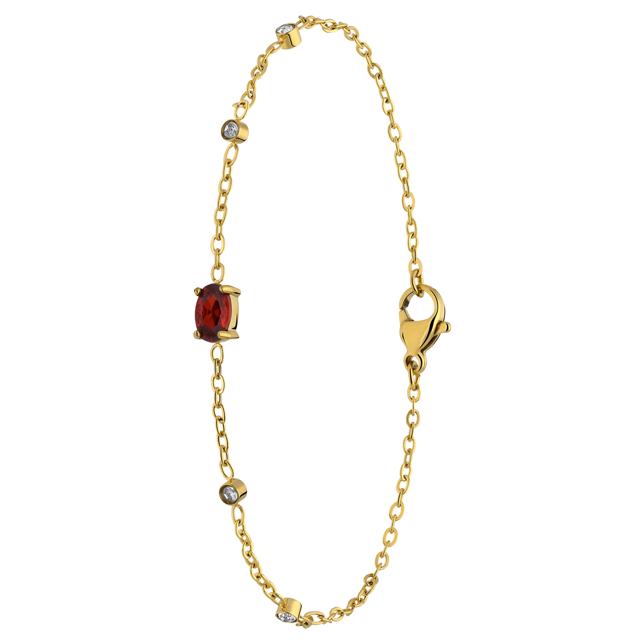Stalen goldplated armband vintage ruby