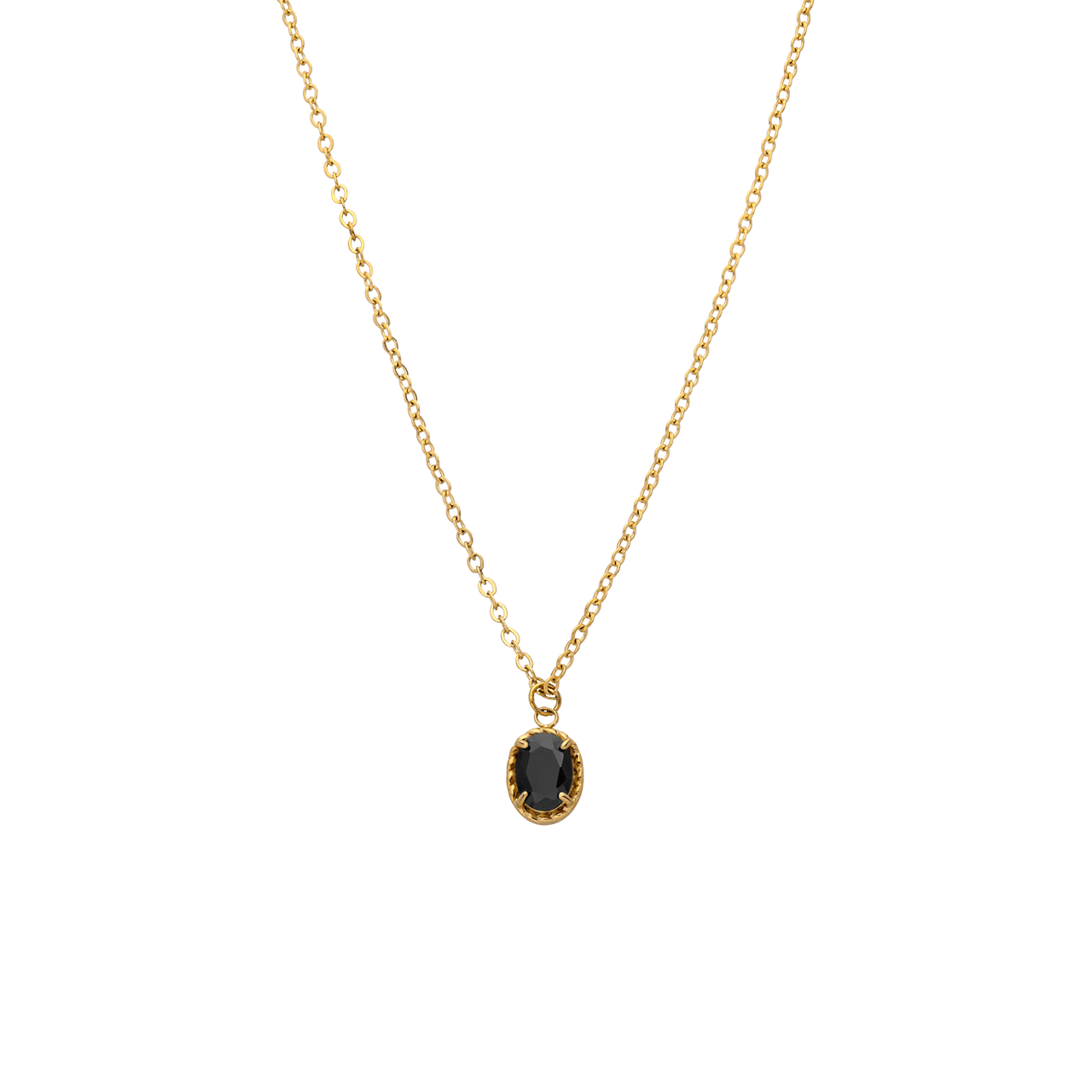 Stalen goldplated ketting met hanger met zirkonia voor dames