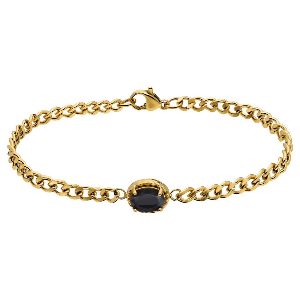 Stainless steel goldplated fantasiearmband met zirkonia voor dames