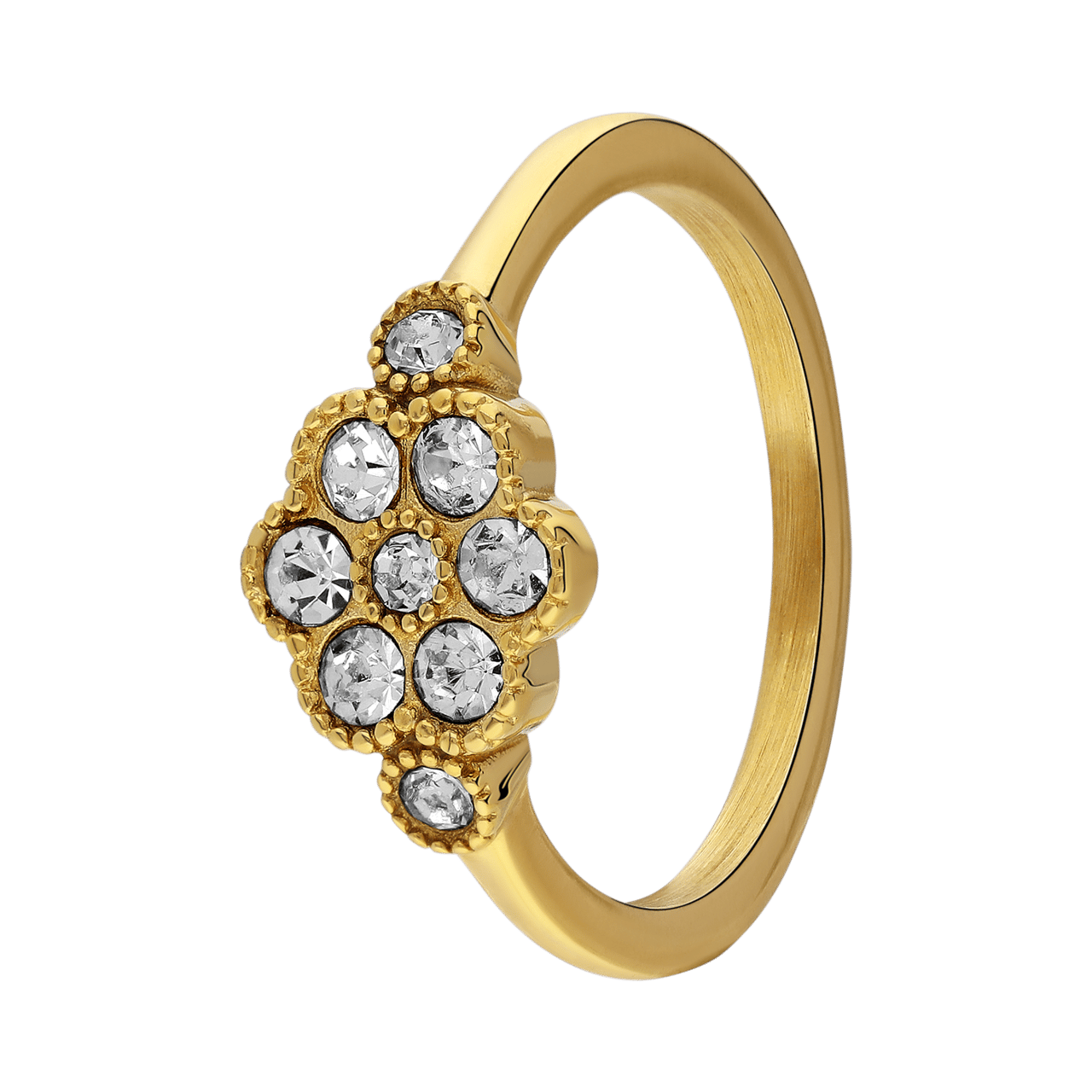 Stalen goldplated ring met zirkonia voor dames