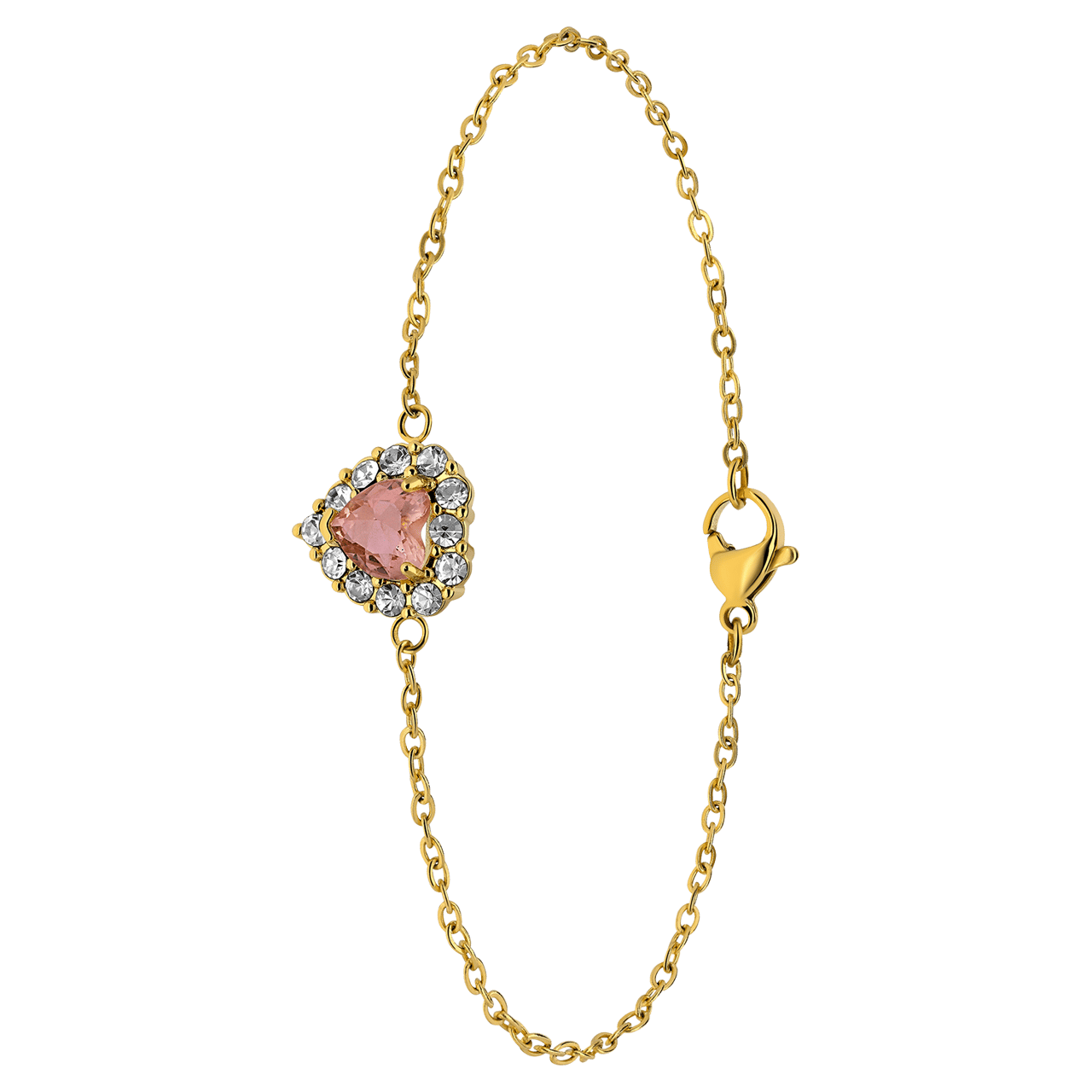 Stainless steel goldplated armband vintage hart light peach