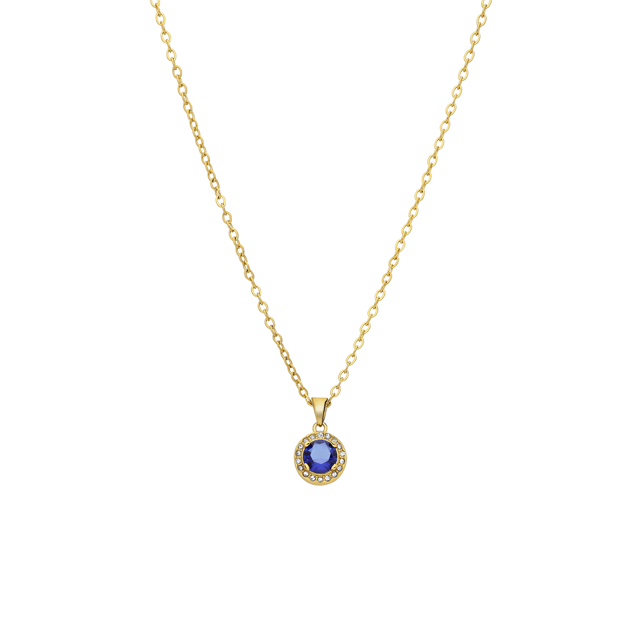 Stalen goldplated ketting met hanger met zirkonia voor dames