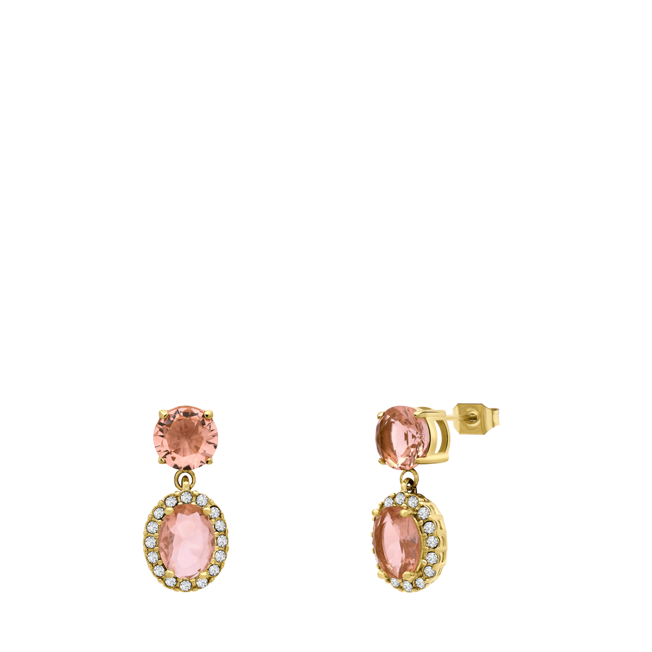 Stainless steel goldplated oorknoppen vintage light peach
