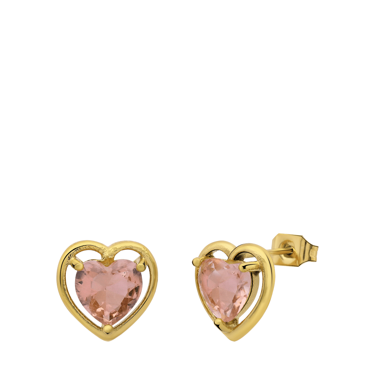 Stainless steel goldplated oorknop vintage hart light peach