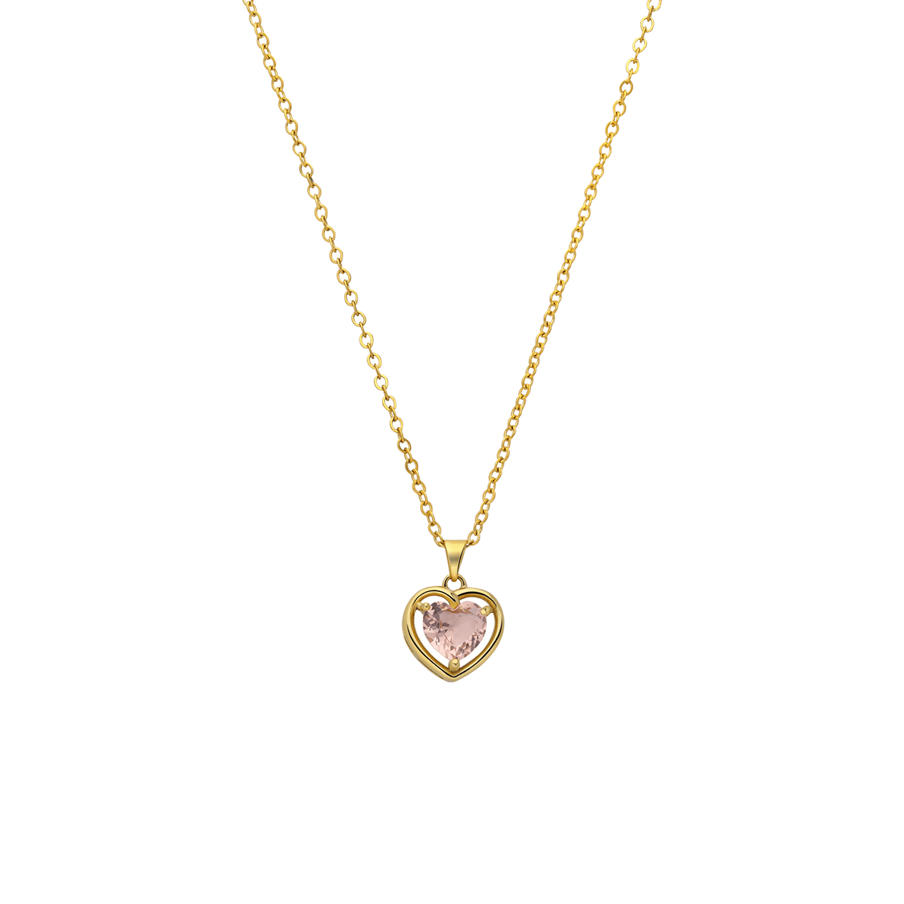 Stainless steel goldplated ketting met hanger hart met zirkonia voor dames