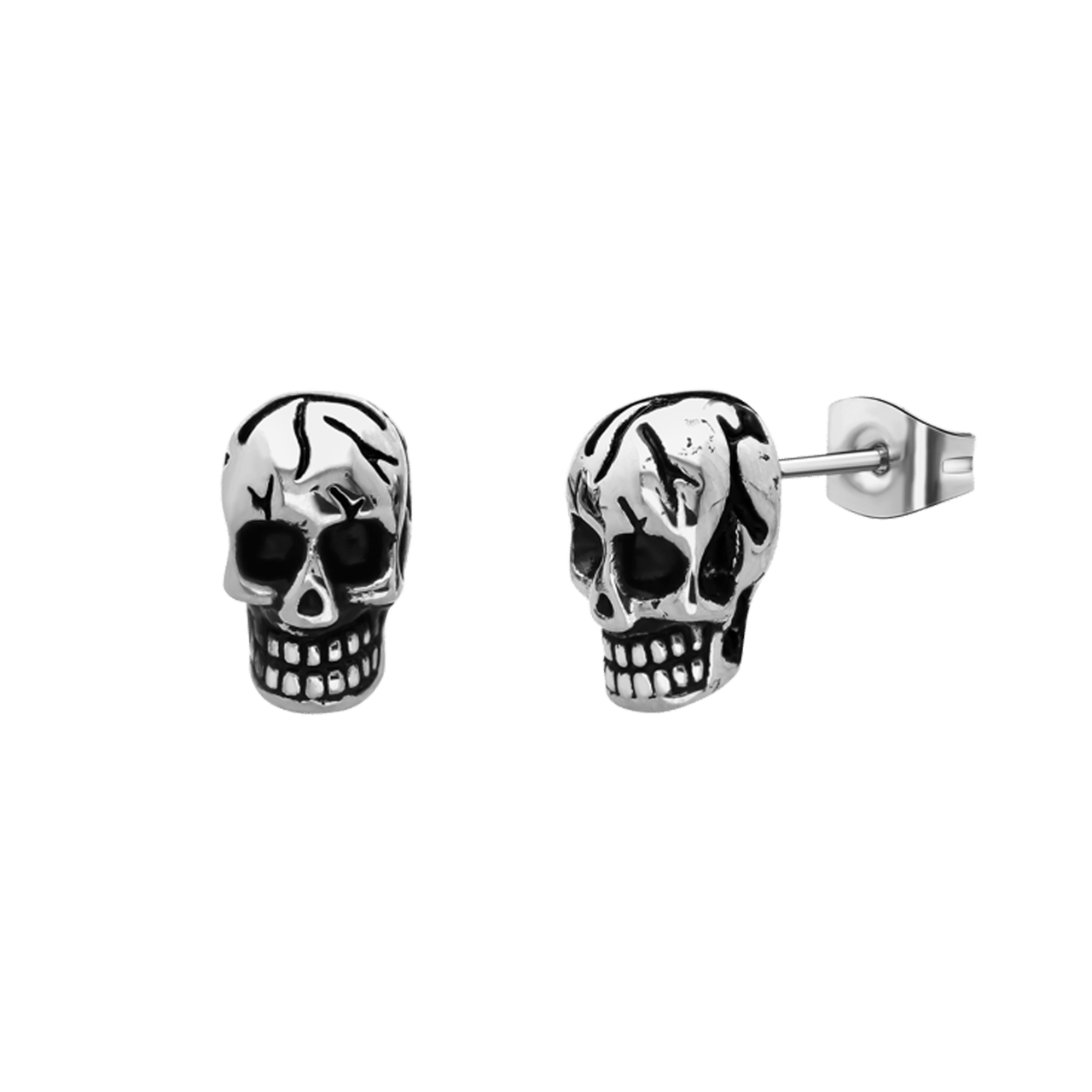 Stainless steel oorknoppen met doodskop