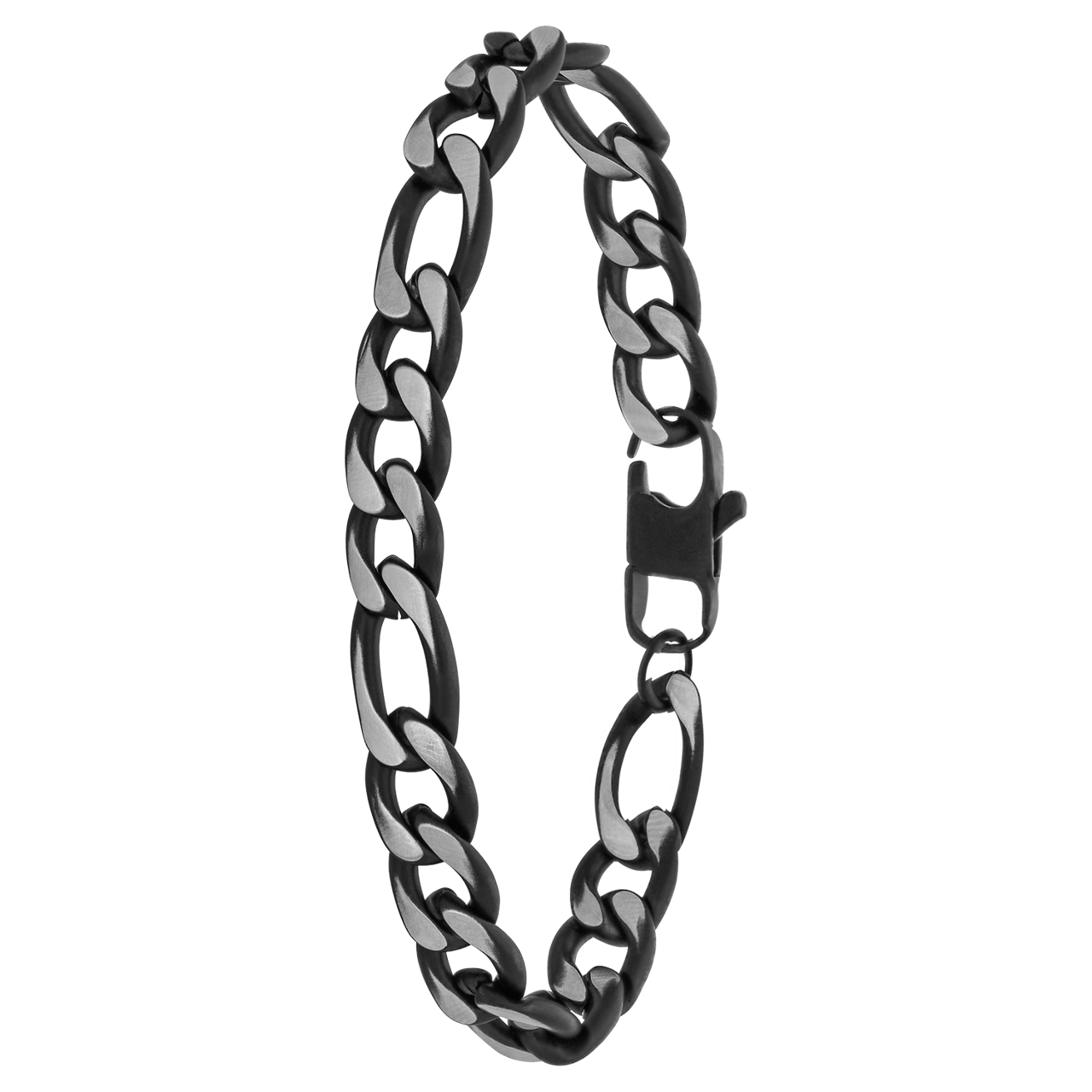 Stainless steel blackplated armband met figaro schakels