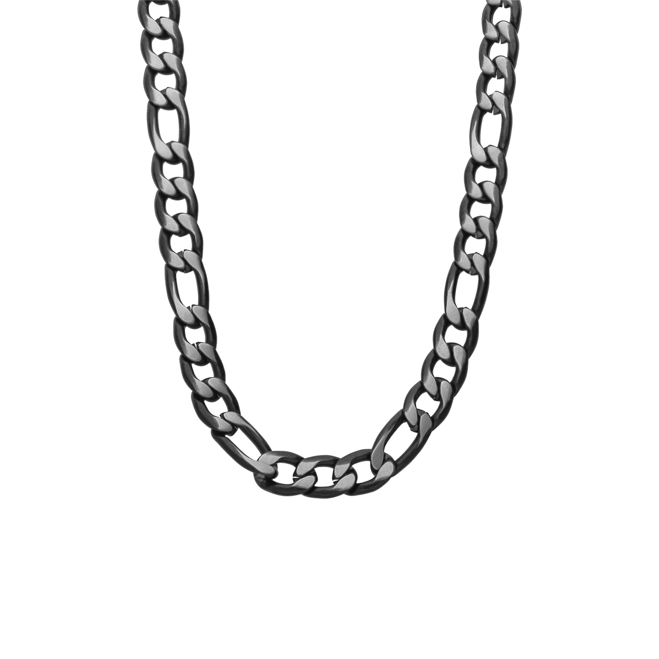 Stainless steel blackplated ketting met figaro schakels voor heren