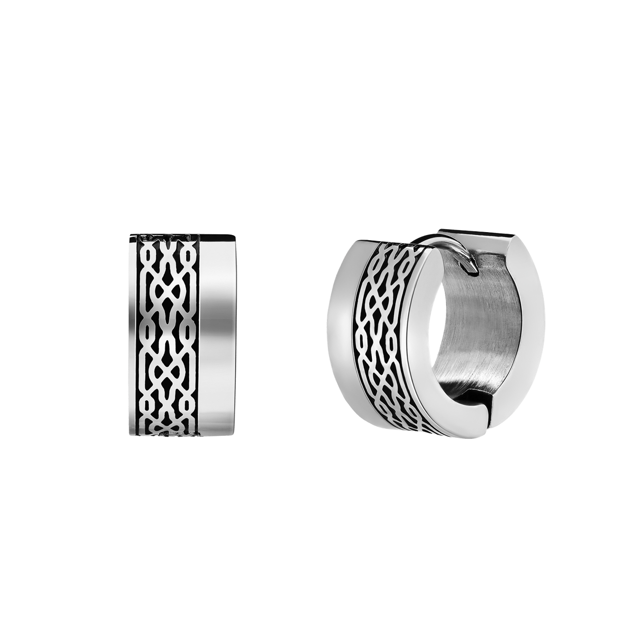 Stalen oorringen met motief