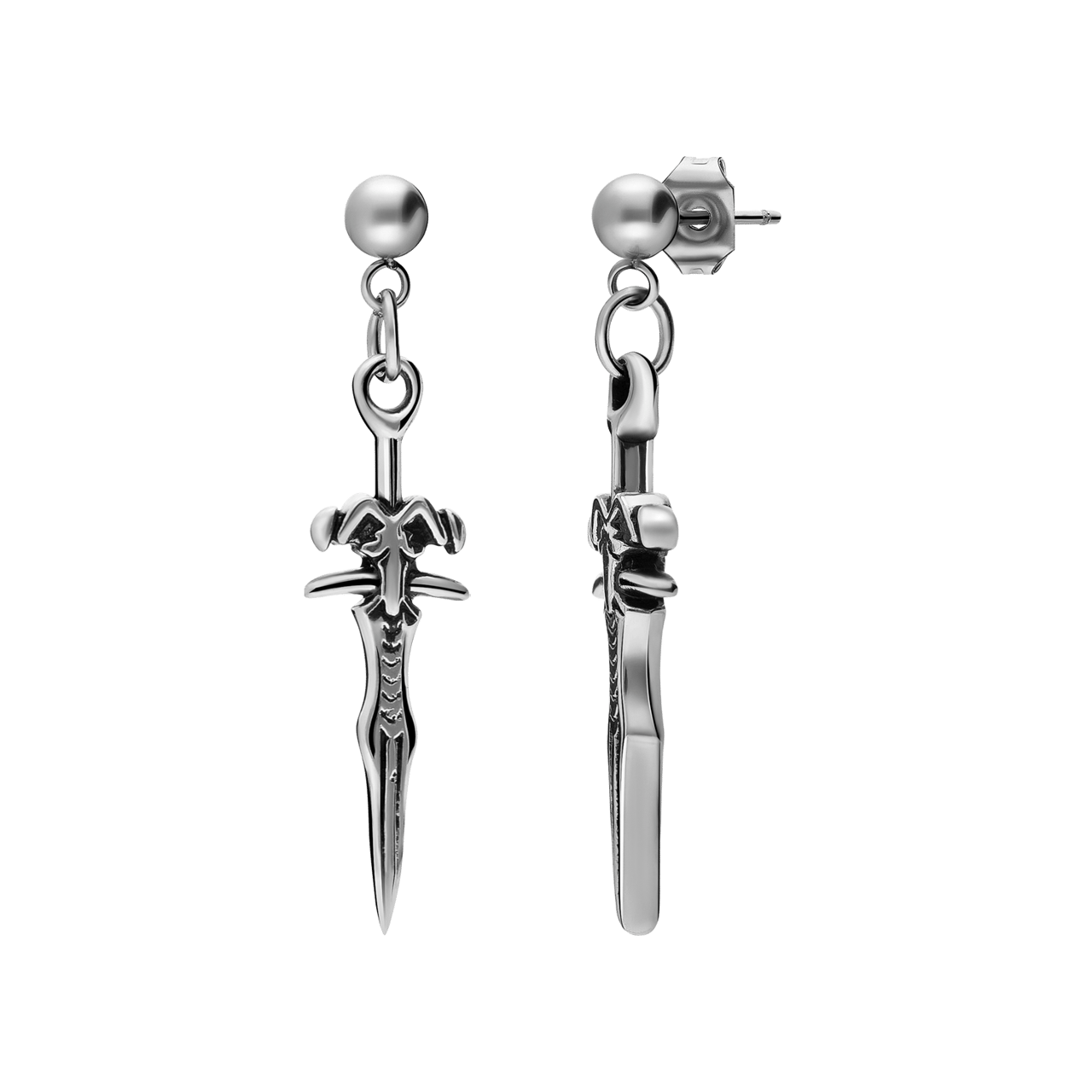 Stainless steel oorringen met zwaard voor heren
