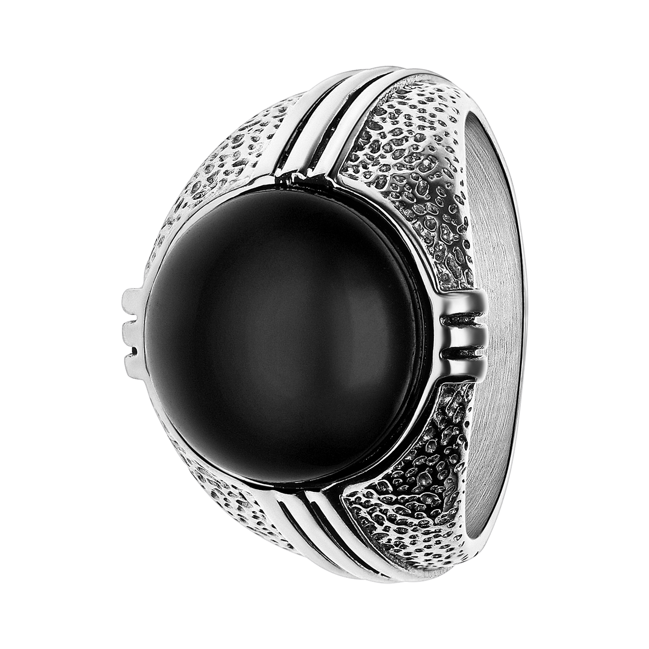 Stainless steel zegelring met zwarte agaat