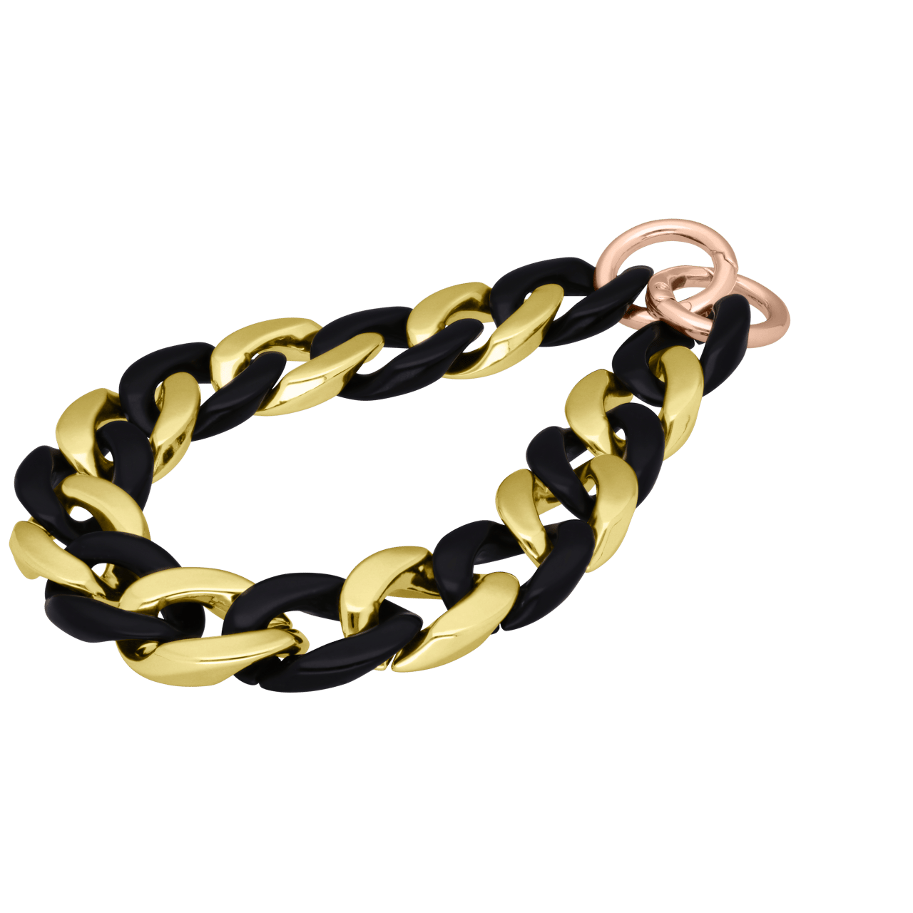 Stalen goldplated telefoonkoord met zwart