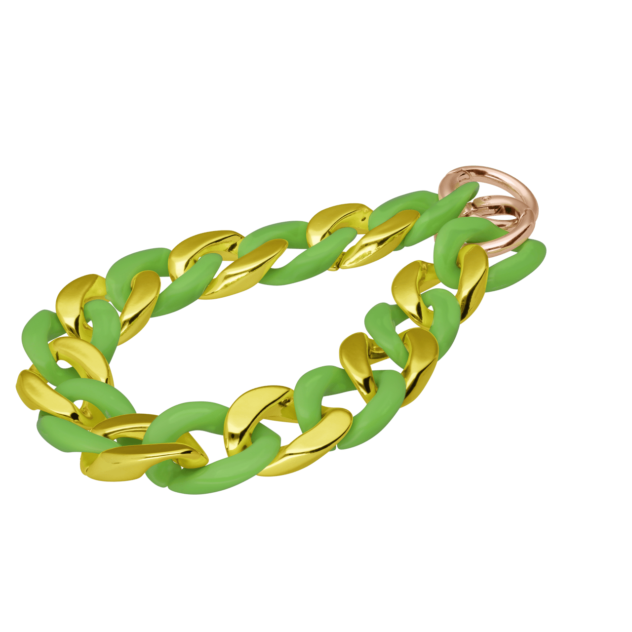 Stalen goldplated telefoonkoord met groen