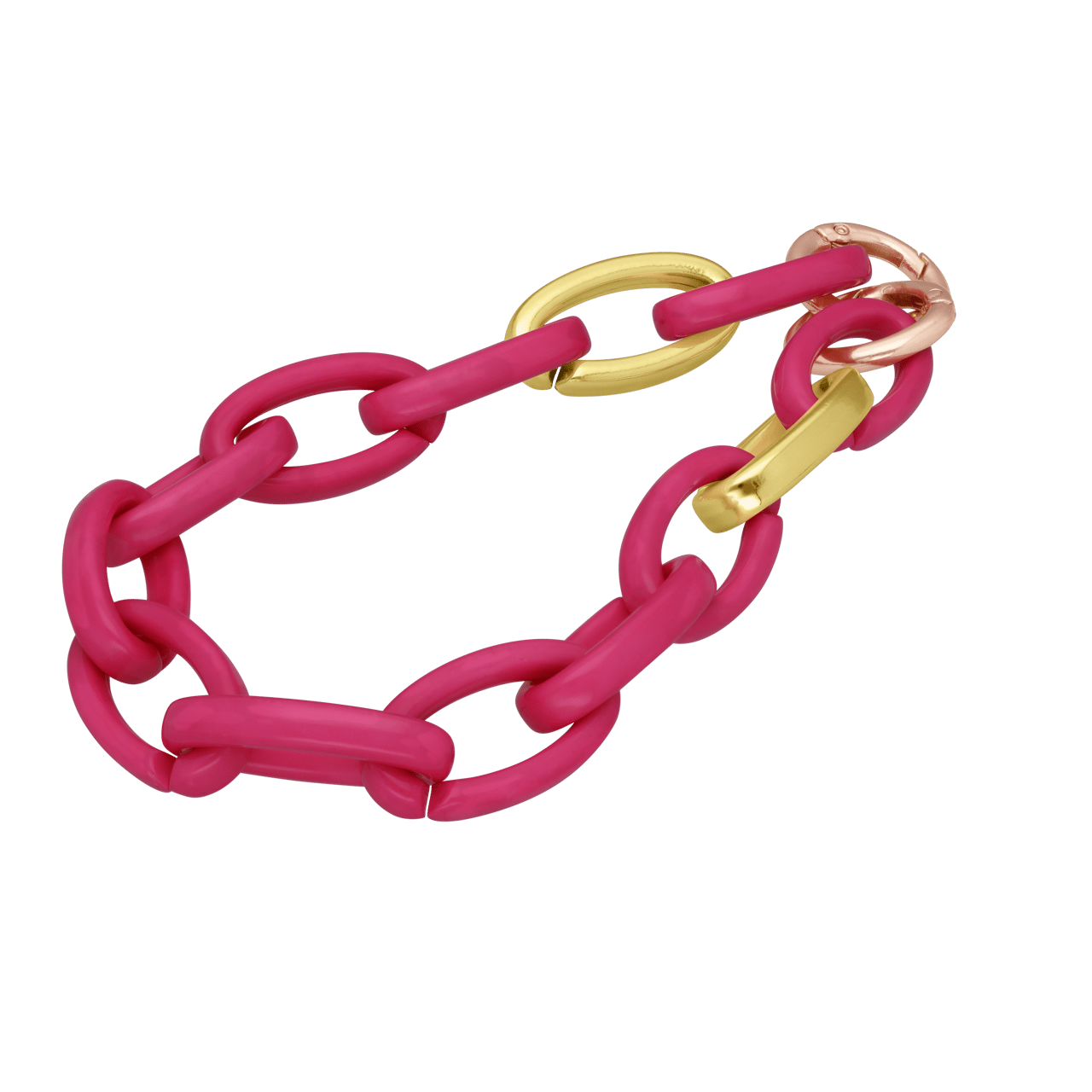 Stalen goldplated telefoonkoord met fuchsia