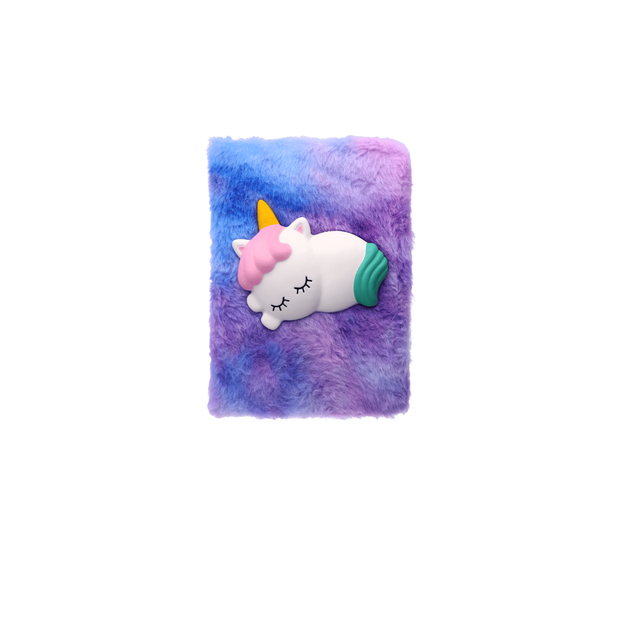 Flauschiges Notizbuch mit schlafendem Einhorn