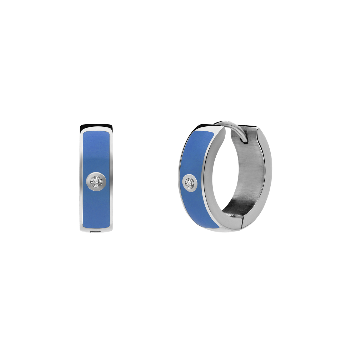 Stalen oorbellen blauw met zirkonia
