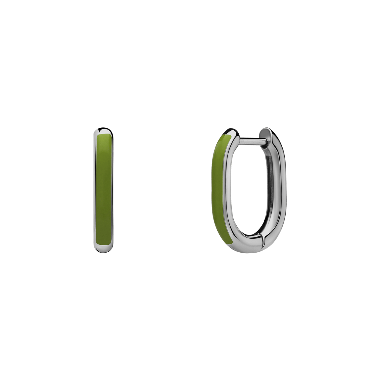 Stainless steel oorbellen met lichtgroen emaille