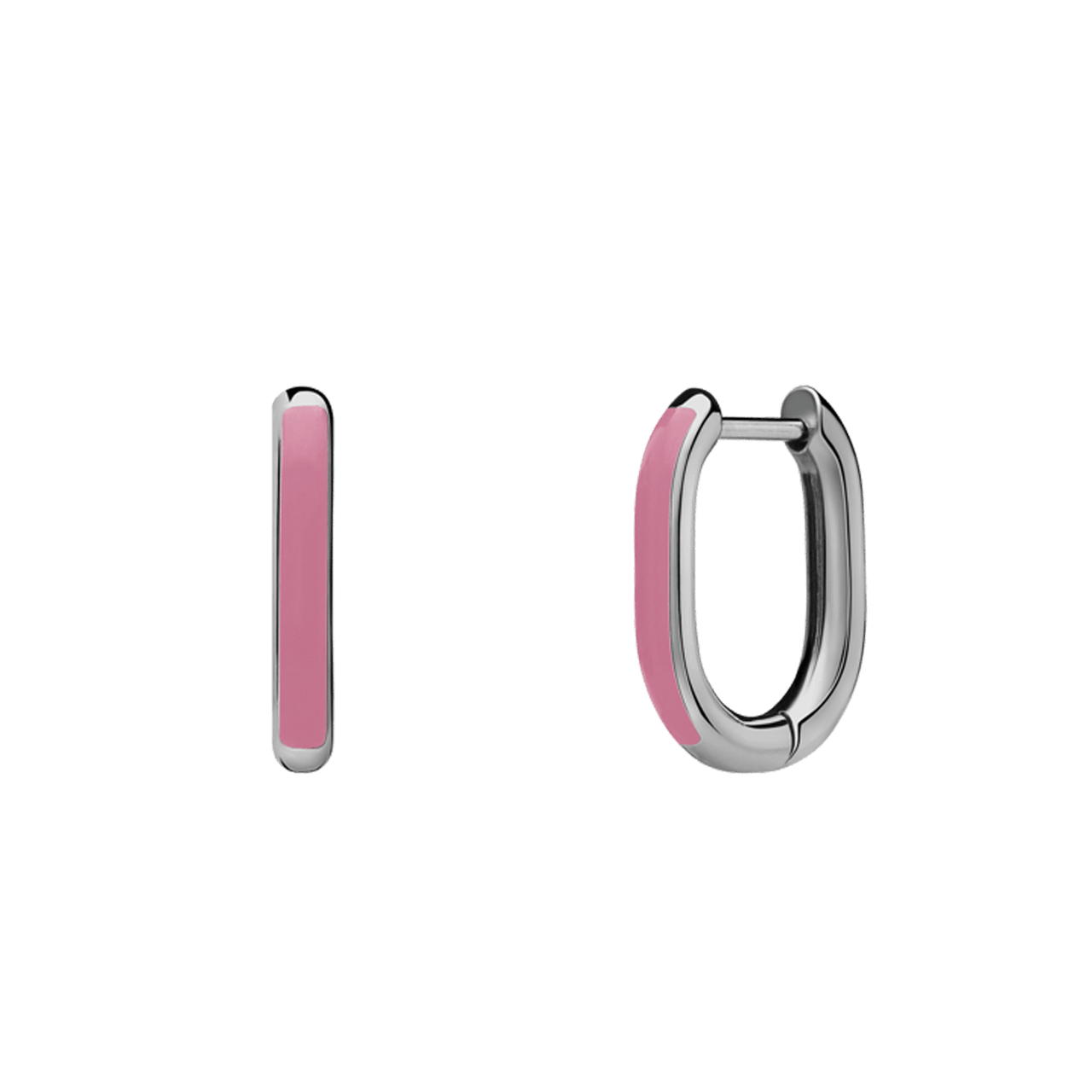 Stainless steel oorbellen met roze emaille