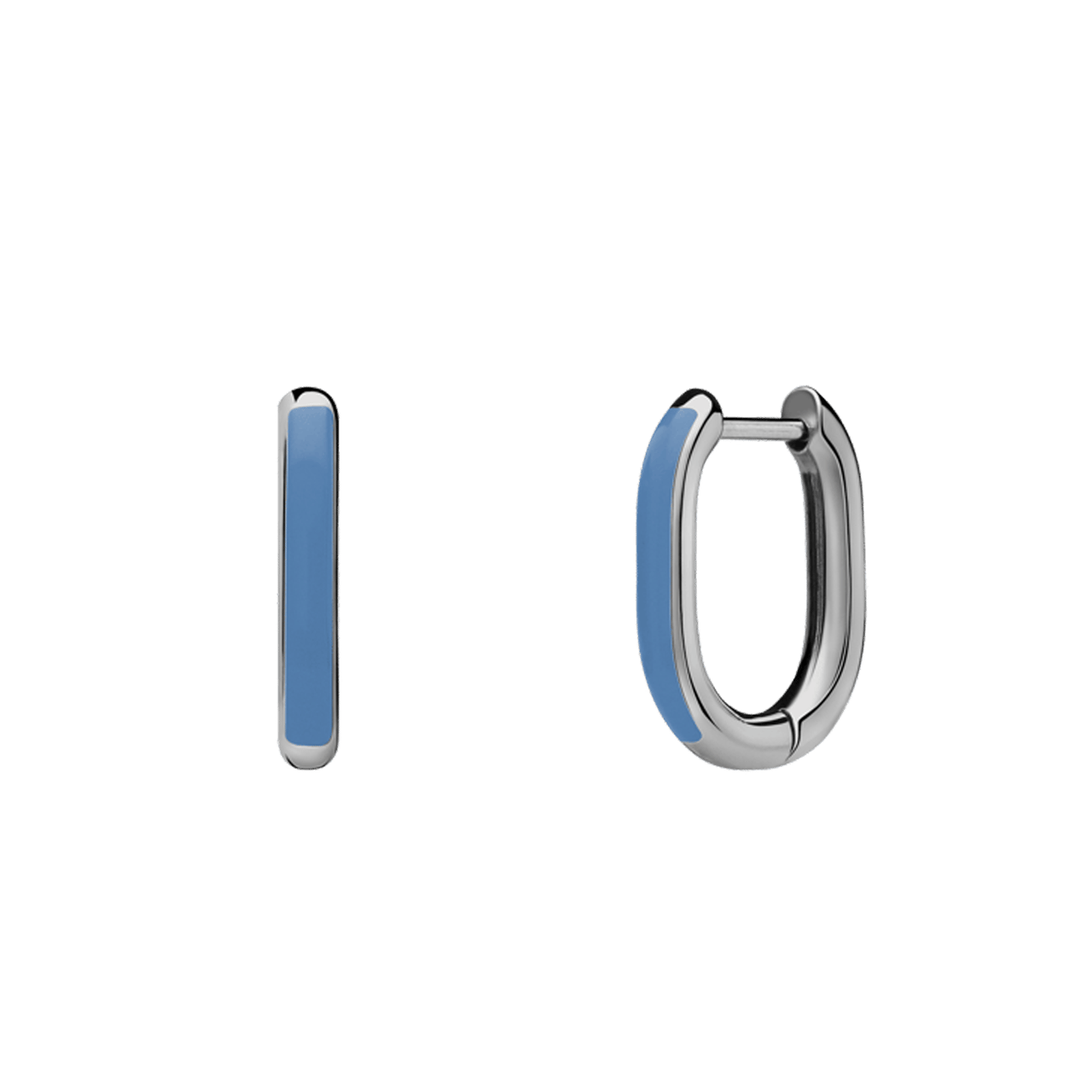 Stainless steel oorbellen met lichtblauw emaille