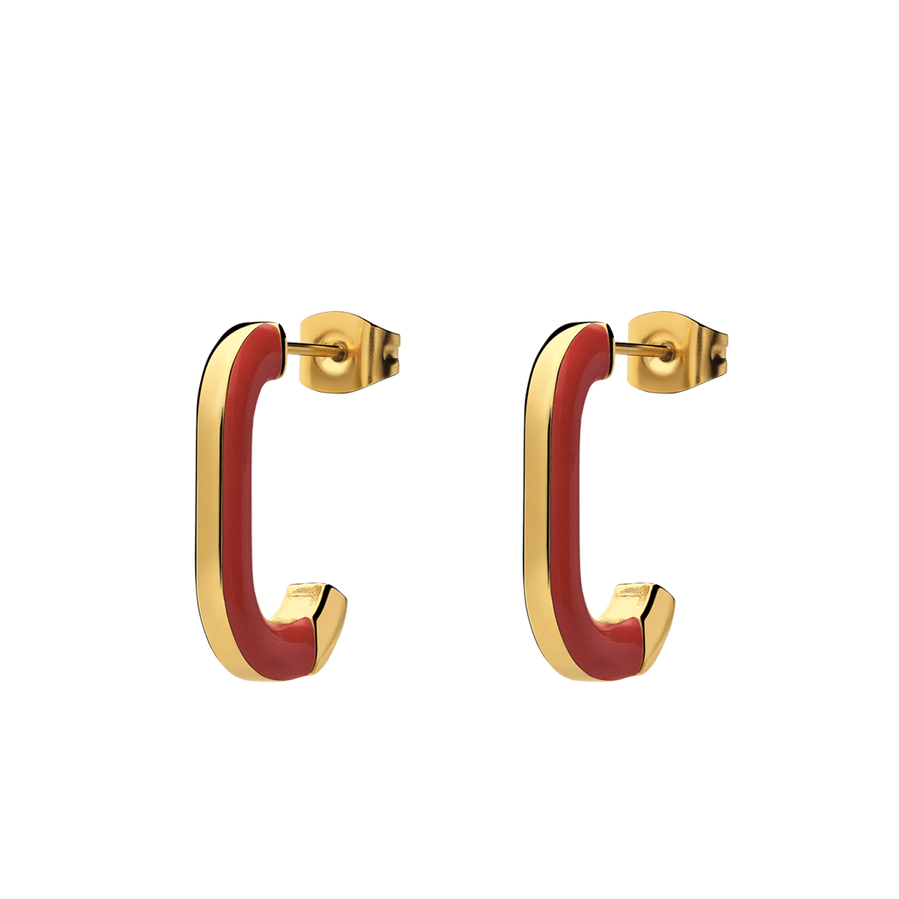 Stainless steel goldplated oorringen lichtoranje voor dames