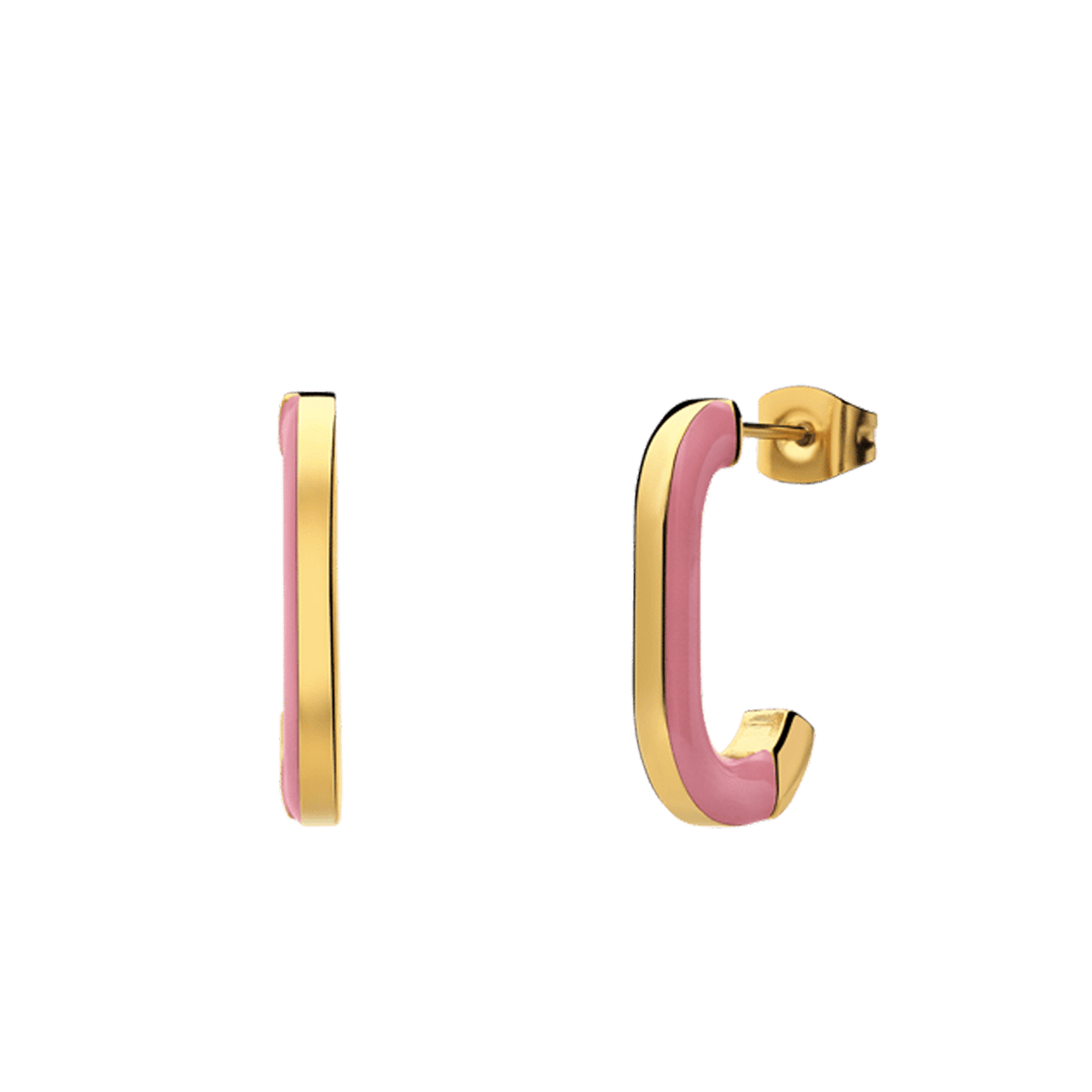 Stalen goldplated oorbellen roze half