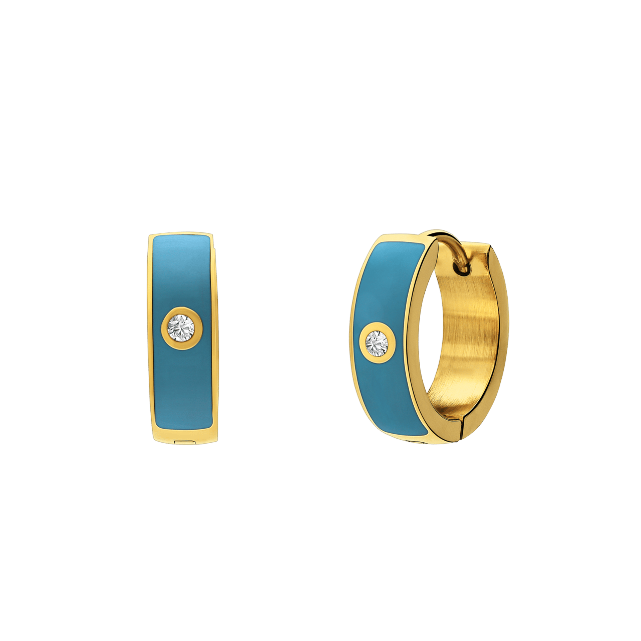 Stainless steel goldplated oorringen met zirkonia voor dames