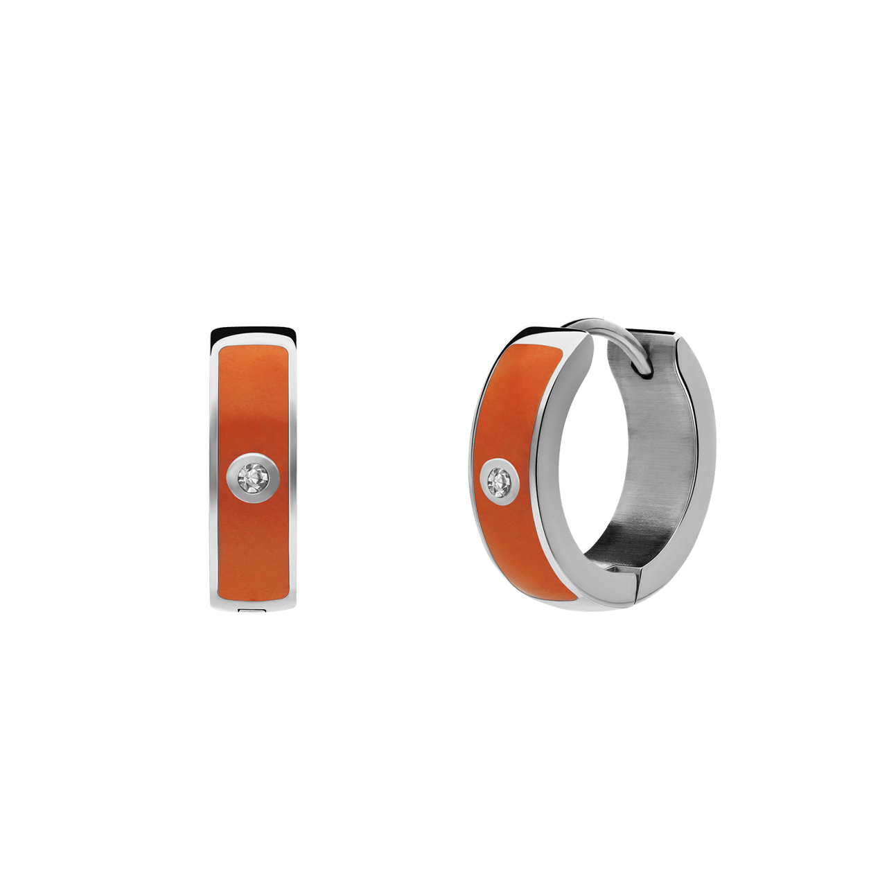 Stainless steel oorbellen oranje met zirkonia