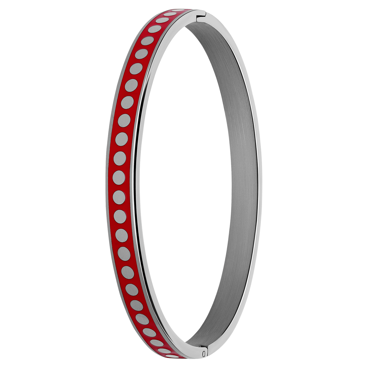Stalen bangle met ruby rood