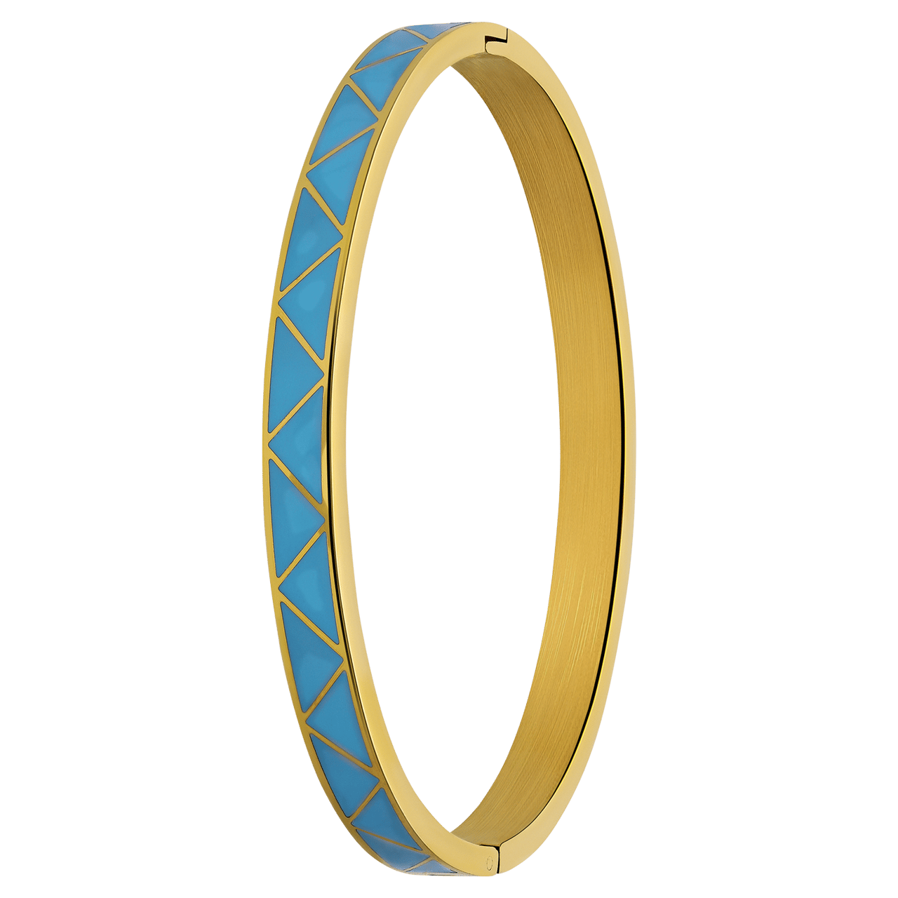 Stainless steel goldplated bangle met aqua