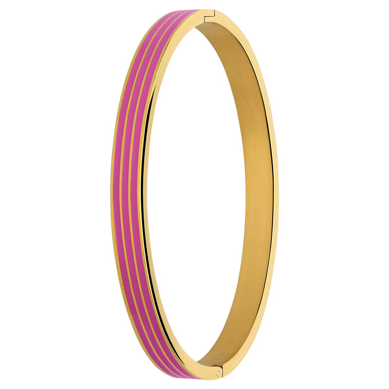 Stainless steel goldplated bangle met roze