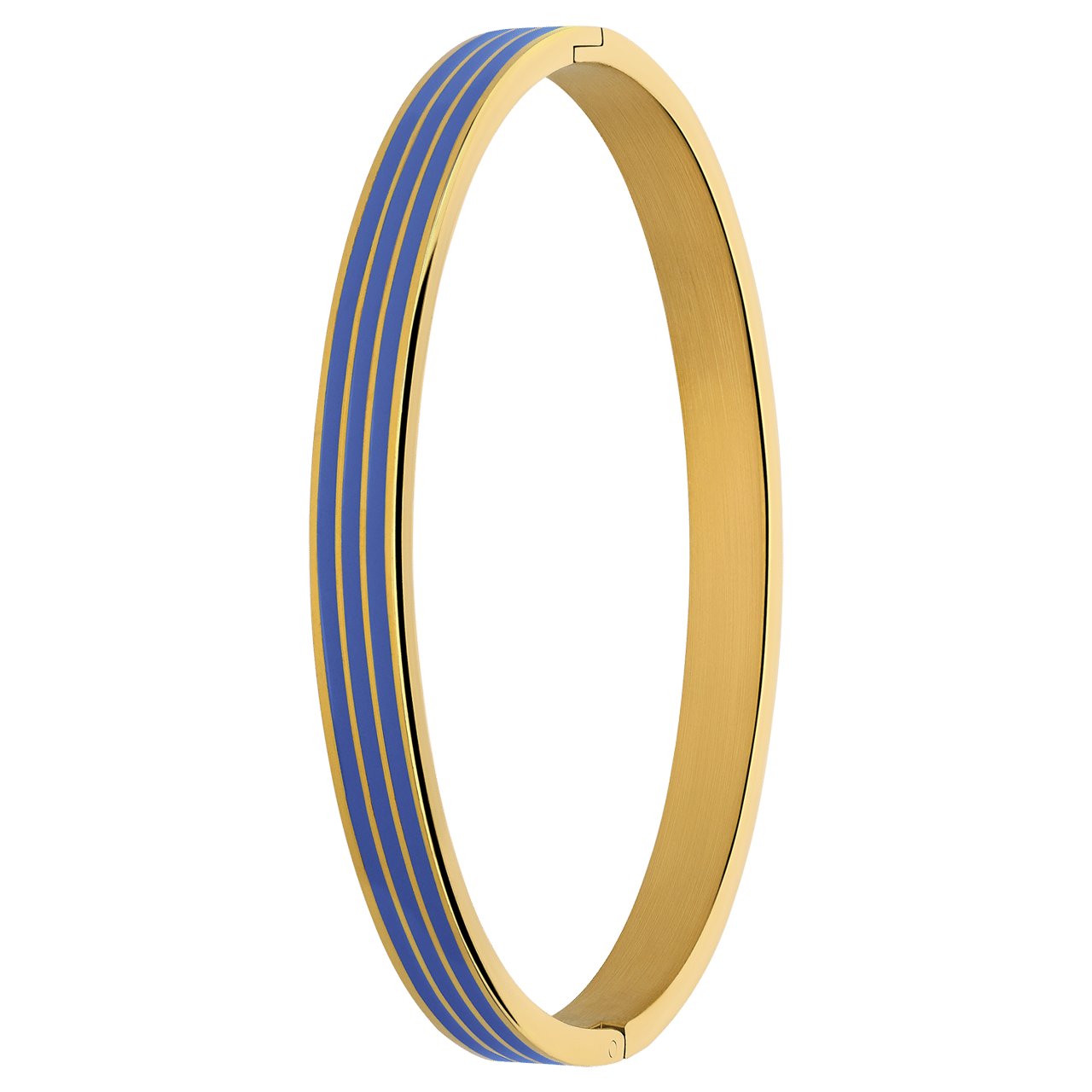Stalen goldplated bangle met blauw
