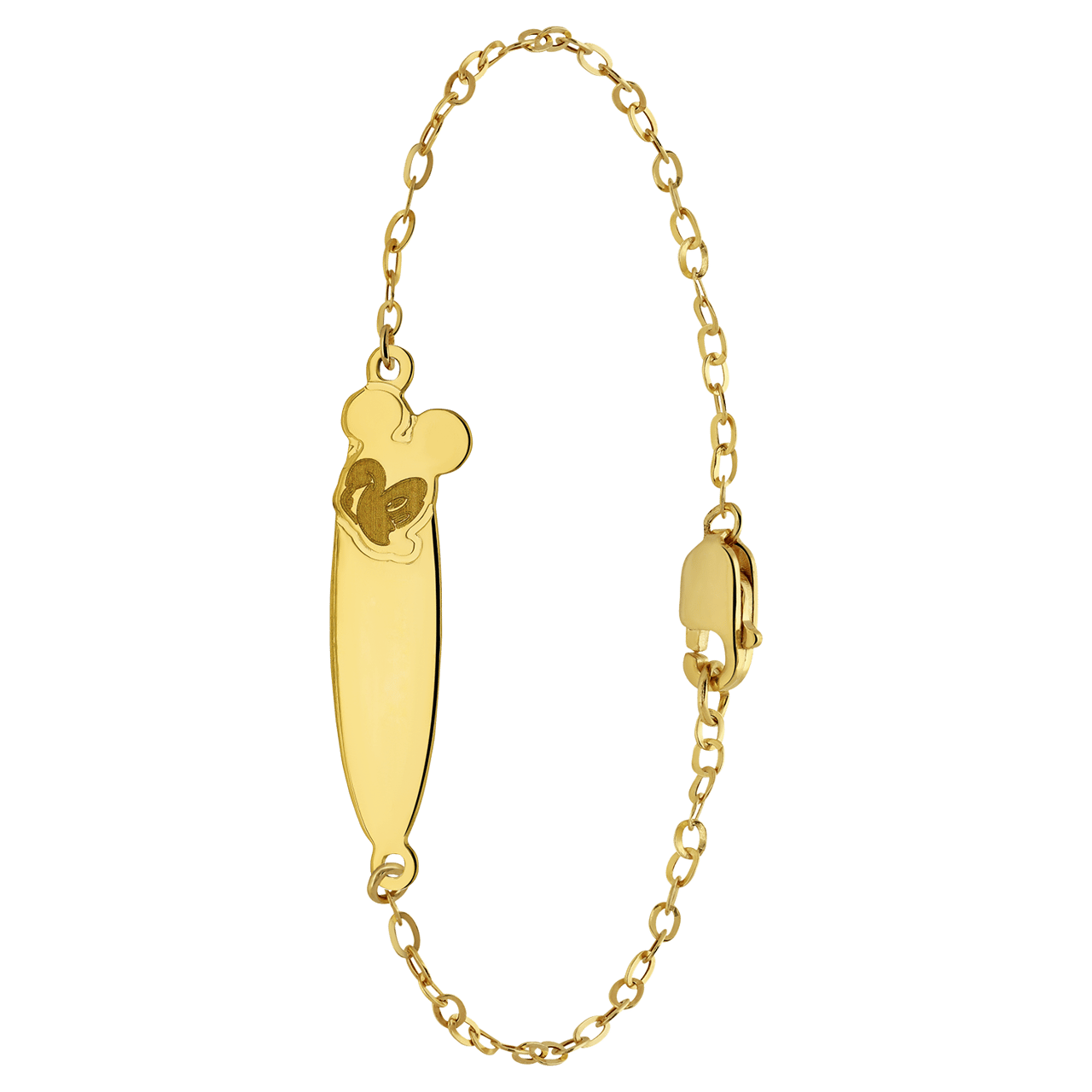 Armband mit Namanesschild aus 375er Gold, Mickey Mouse