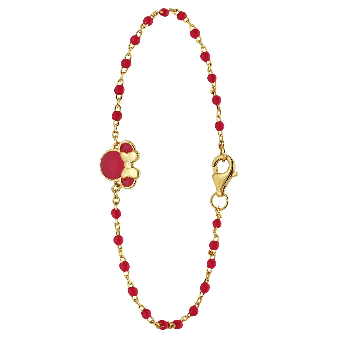 Zilveren goldplated armband Minnie Mouse rood