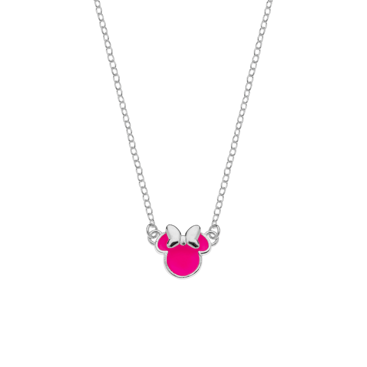 Zilveren ketting Minnie Mouse roze