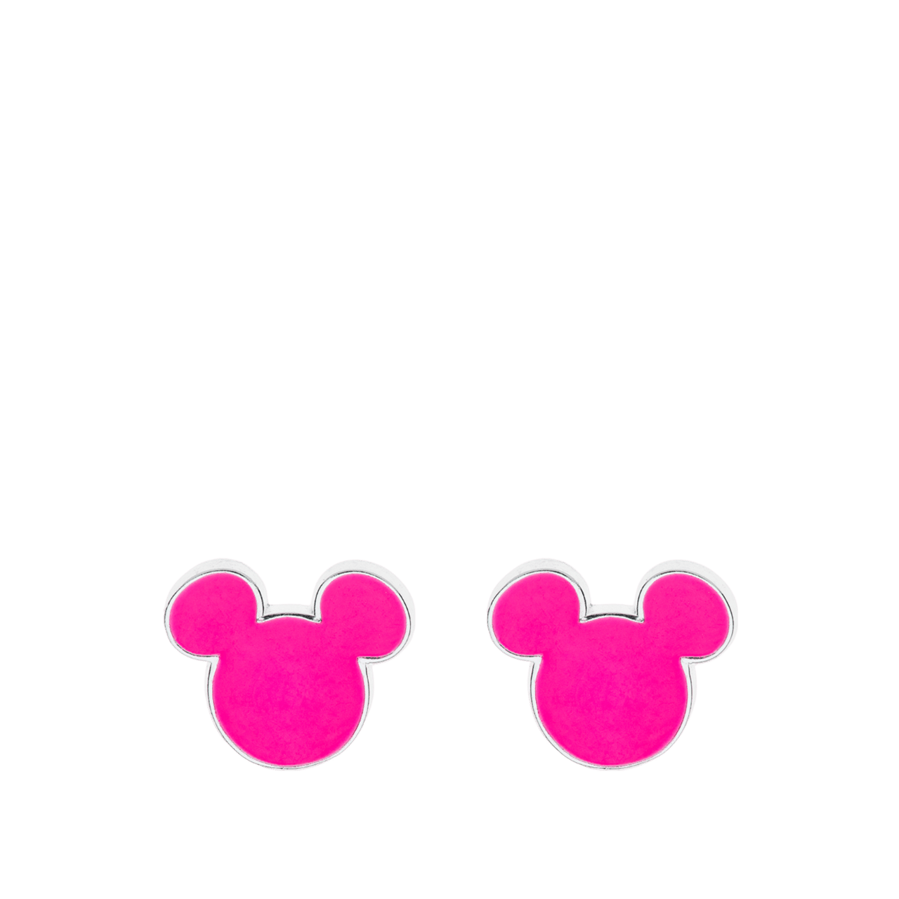 Zilveren oorknoppen Mickey Mouse roze