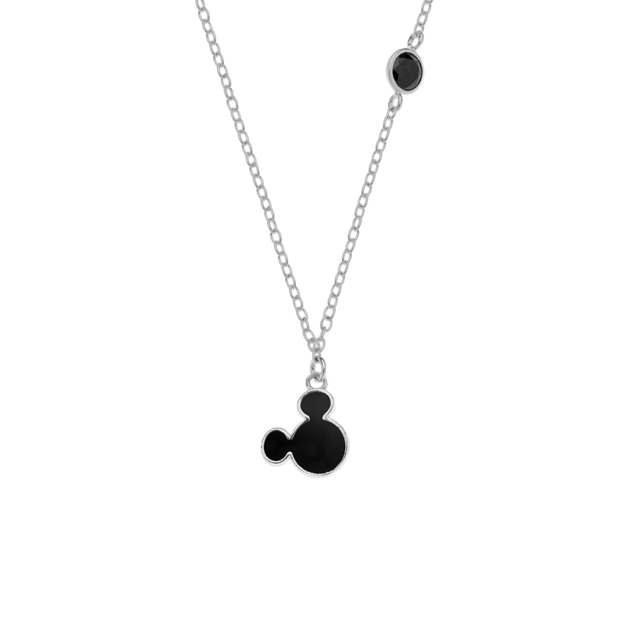 Zilveren ketting Mickey Mouse zwart