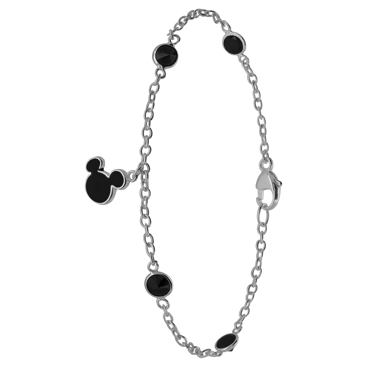 Zilveren armband Mickey Mouse zwart