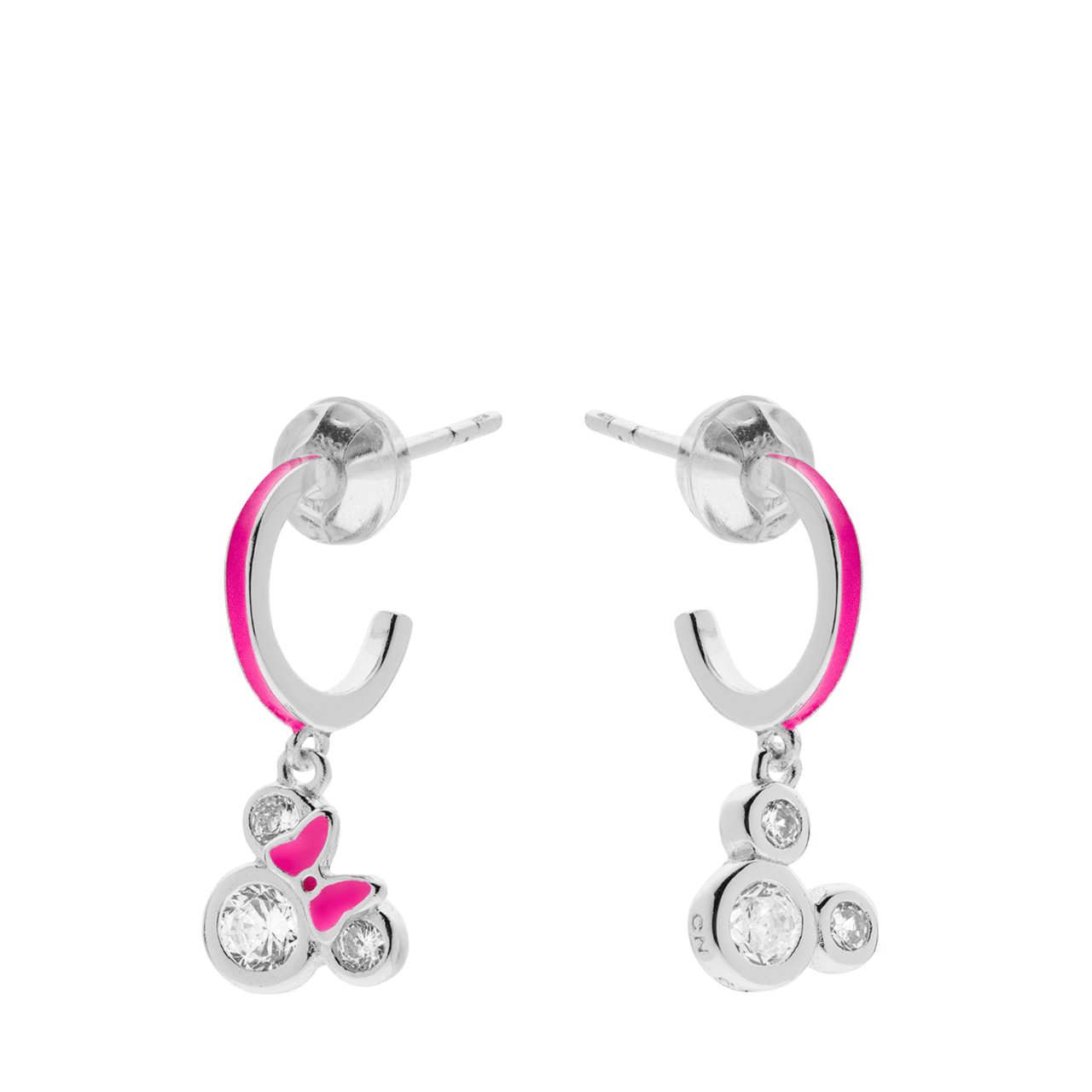 Ohrringe aus 925er Silber, Mickey & Minnie, Rosa, mit Zirkonia
