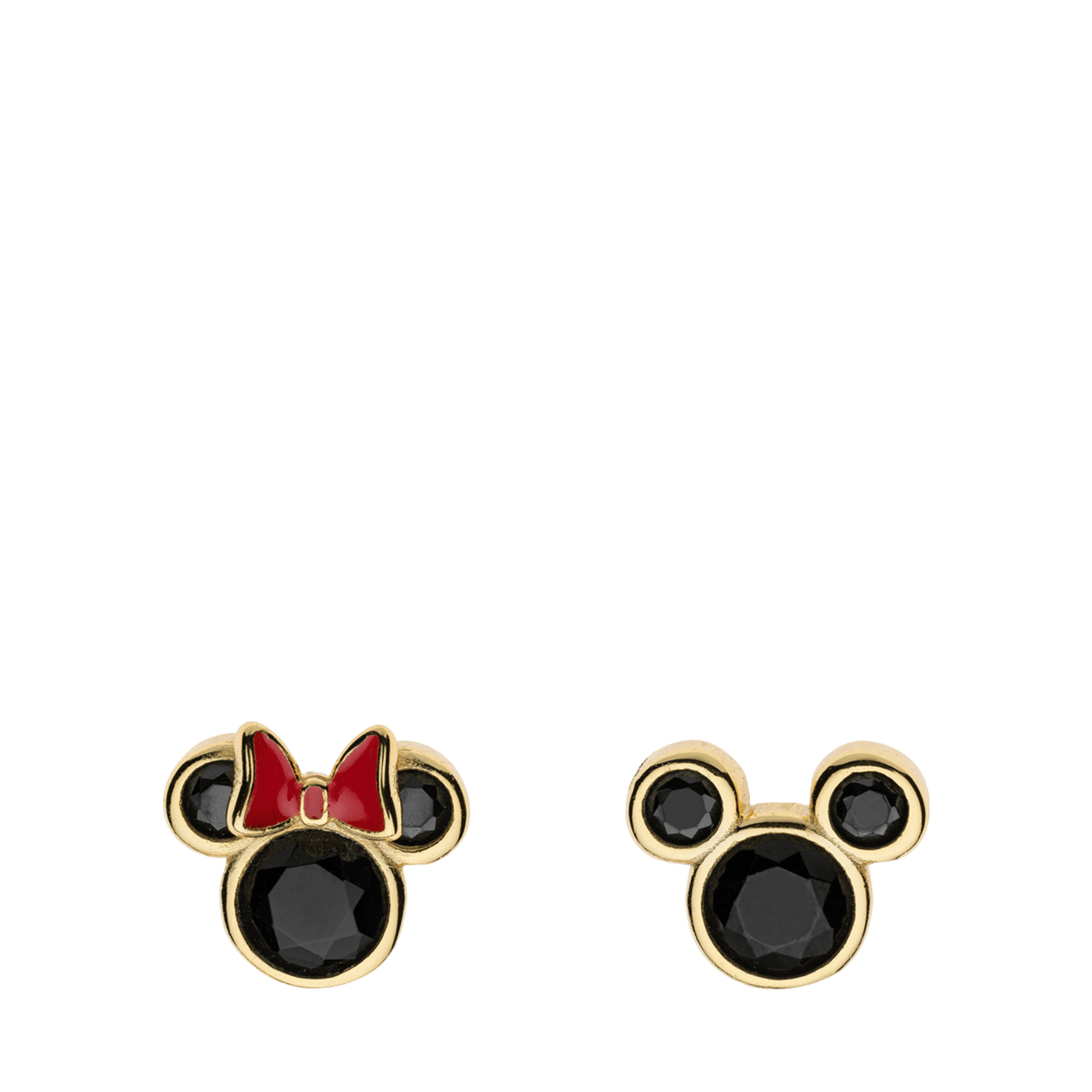 Zilveren oorknoppen Mickey&Minnie zwart met zirkonia
