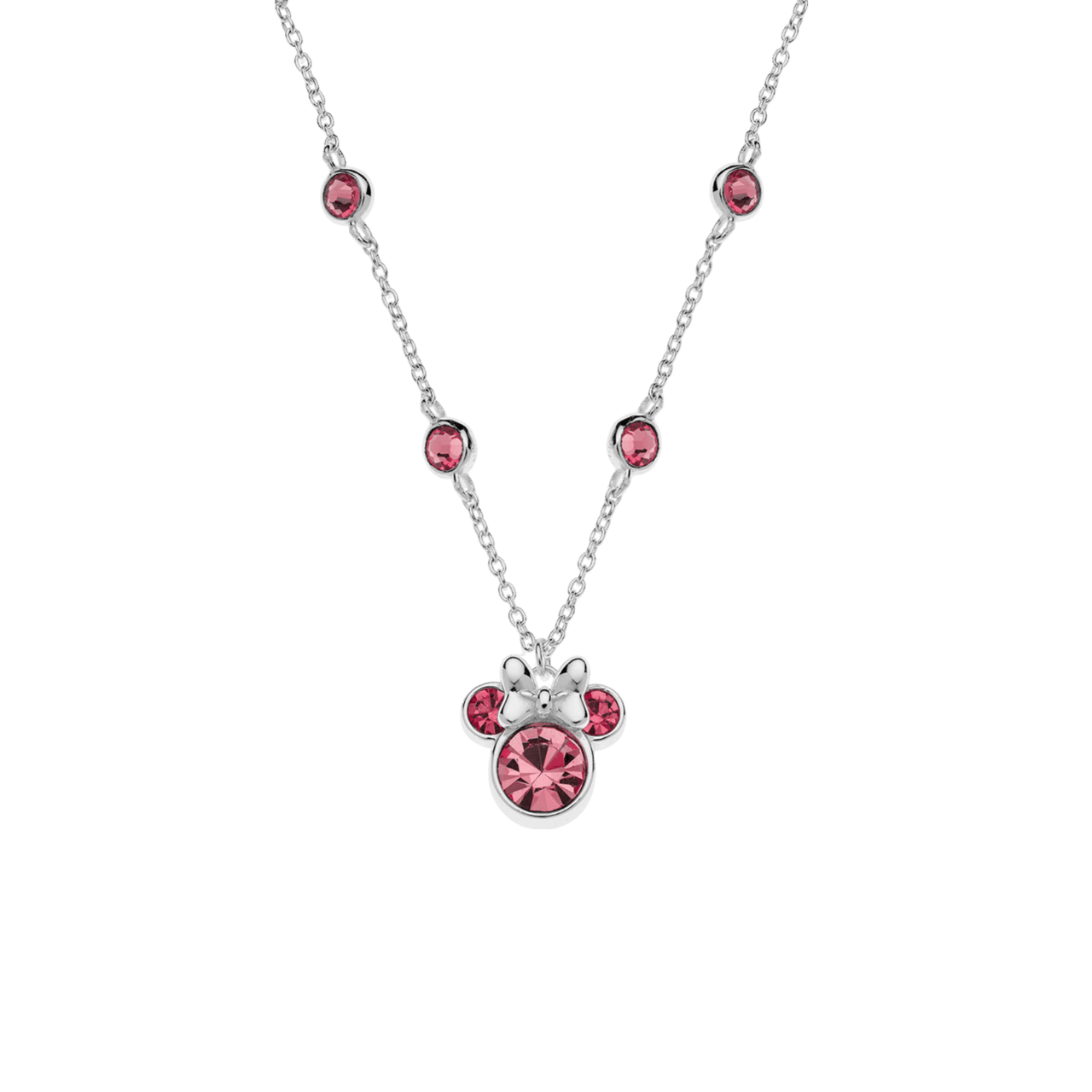 Halskette aus 925er Silber, Minnie Mouse, Rosa, Zirkonia