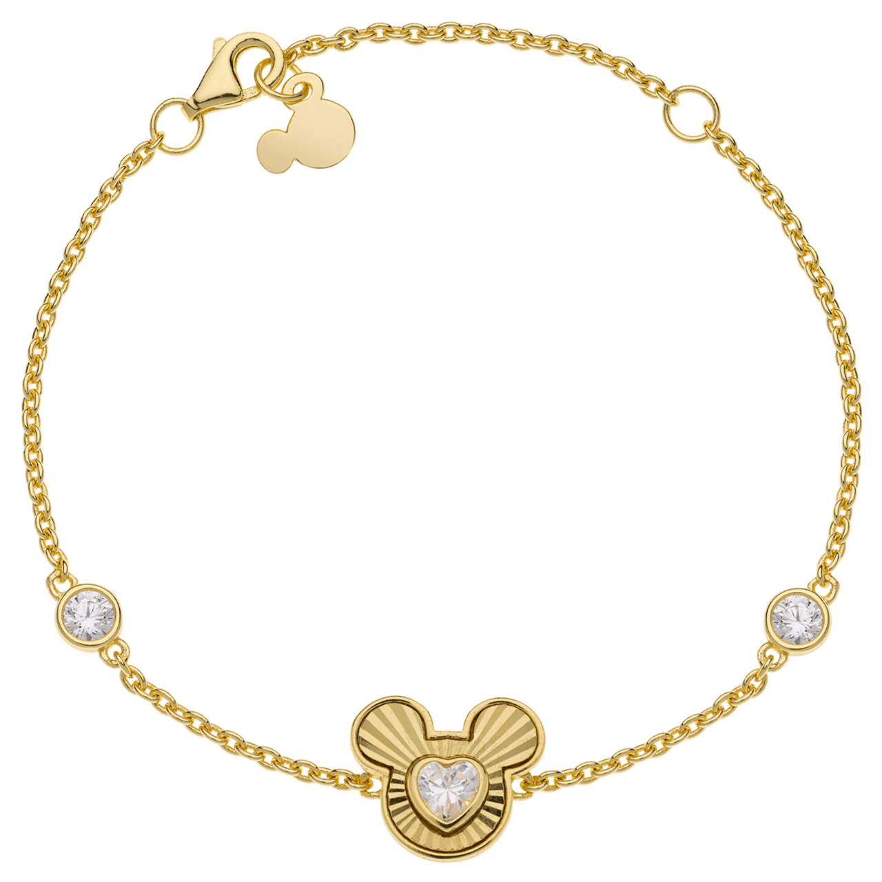 Zilveren golplated armband Mickey Mouse zirkonia