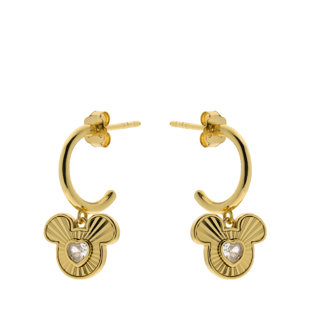 Zilveren goldplated oorbellen Mickey Mouse met zirkonia
