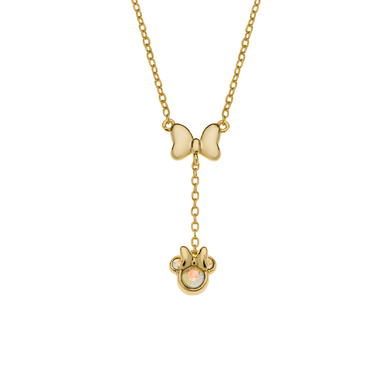 Zilveren goldplated ketting Minnie Mouse met zirkonia