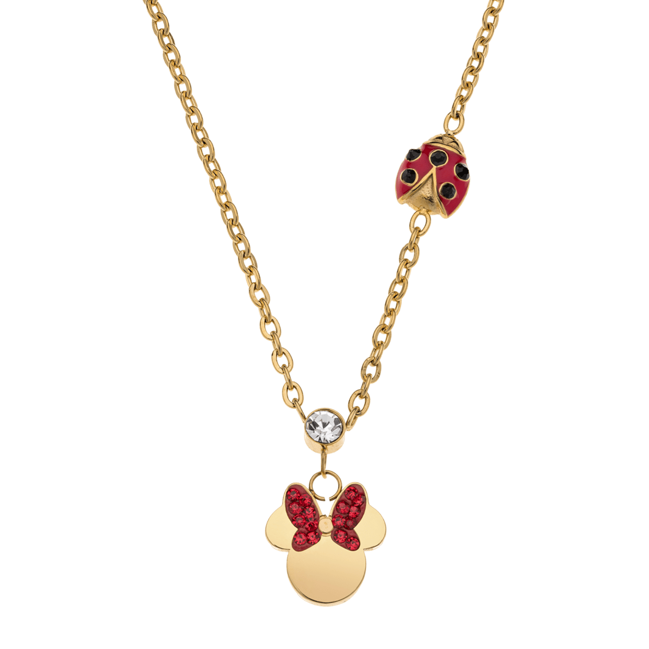 Halskette aus Edelstahl, vergoldet, Minnie Mouse, Gold