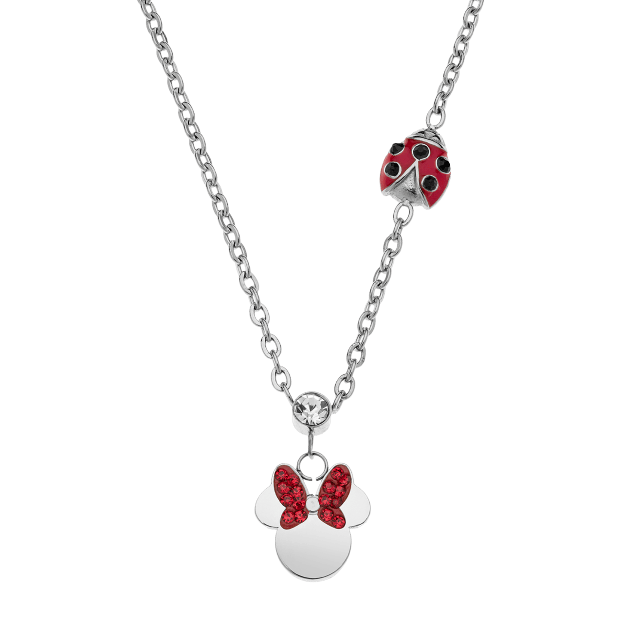Stalen ketting Minnie Mouse met zirkonia